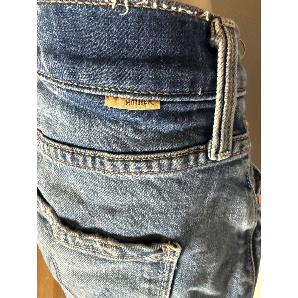 MOTHER Superior The Skipper Short N Long Chew Distressed Denim Shorts Blue 25 - Picture 12 of 12